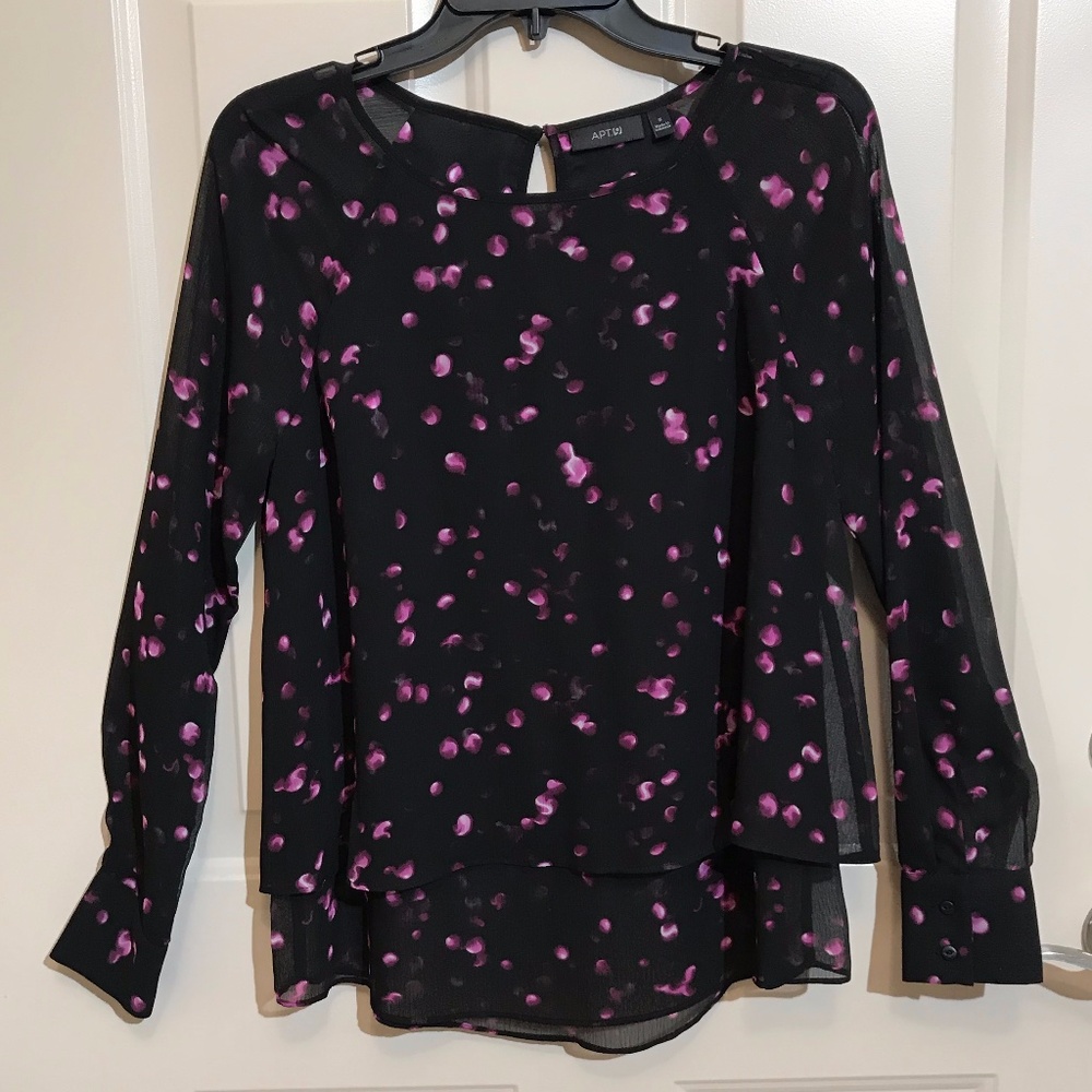 APT.9 Flowy Chiffon Long SleeveTop